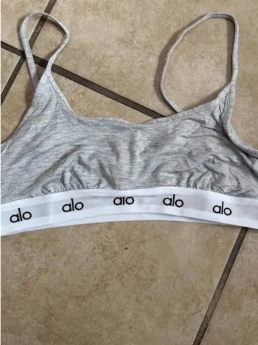 alo yoga icon cami bra gray